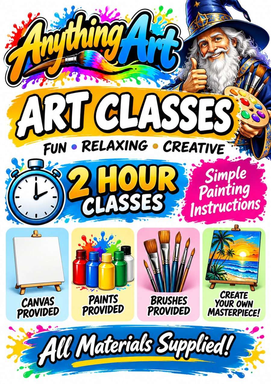 Anything Art 2 hour art classes at Runaway Bay.